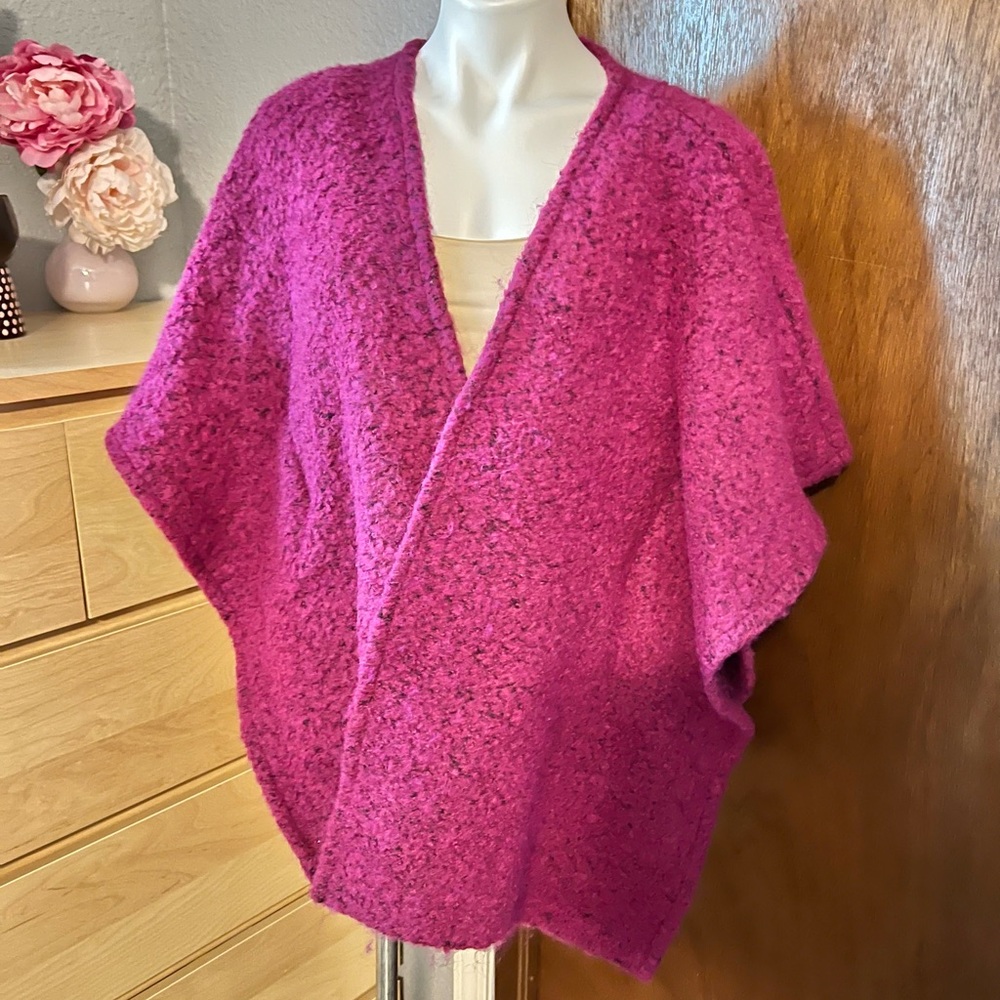 bryn Walker Magenta Wool Cape Topper